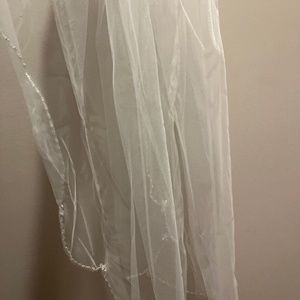 Mid Length white wedding Bell with crystals